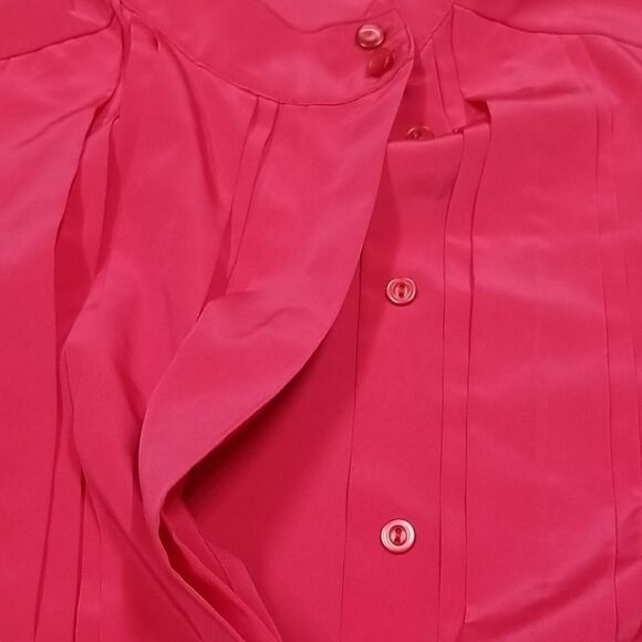 🎁5/$25 Impromptu Blouse Women's Size 10 Button Up Pink Long Sleeve Pleat - Picture 5 of 12
